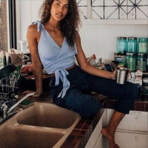 Free People Liz Wrap Tank Top in Indigo